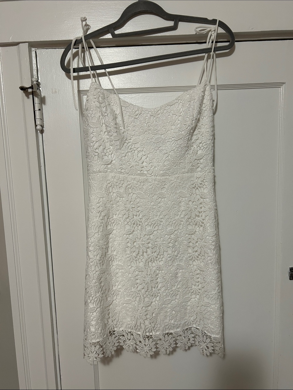 Park & Fifth White Floral Lace Spaghetti-Strap Dress